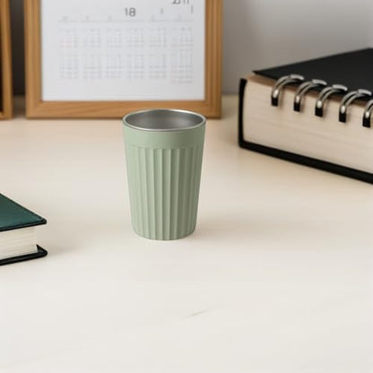 PRETYZOOM Stainless Steel Toothbrush Holder Cup 350ml Green Mouthwash Rinse Cup Sturdy Bathroom Storage Container for Home Office School