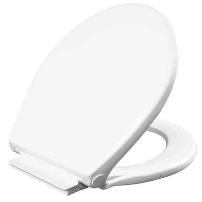 Mayfair Preston Easy to Clean Single Hinge Toilet Seat, Modern Slow Close Plastic Toilet Seat, Made in USA, Round, White - size: Round
