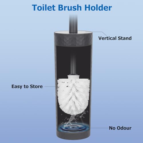Topsky Toilet Brush,2 Pack Compact Toilet Brush & Holder Set,Plastic Round Barrel Loo Brush with 2 Replacement Toilet Brush Head,Durable for Bathroom Toilet,Dark Gray - color: Dark Gray