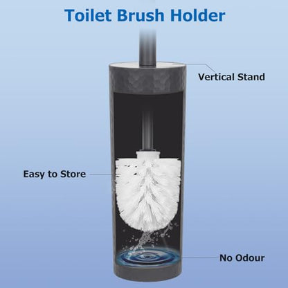 Topsky Toilet Brush,2 Pack Compact Toilet Brush & Holder Set,Plastic Round Barrel Loo Brush with 2 Replacement Toilet Brush Head,Durable for Bathroom Toilet,Dark Gray - color: Dark Gray