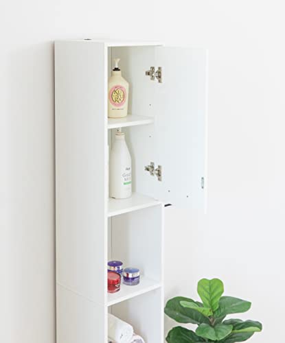 Versatile 77-Inch White Tall Storage Cabinet with 2 Doors and Adjustable Shelves, Linen Tower Cabinet, Bathroom Organizer and Storage, Kitchen Cabinet, Pantry Organizer, and Linen Closet - size: Narrow