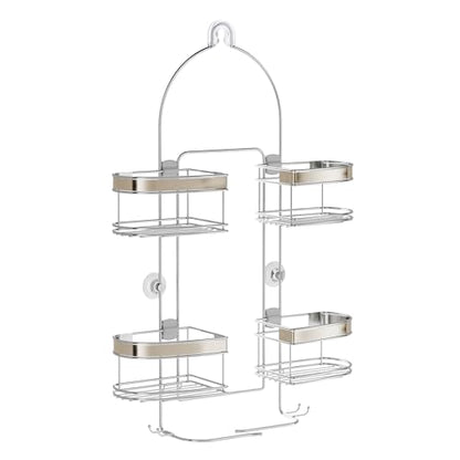 Zenna Home Expanding Shower Caddy, Rust-Resistant, Chrome with Brushed Accents - color: Chrome With Brushed Nickel Accents