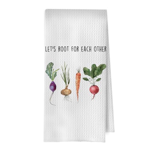 Inspirational Foodie Kitchen Towels - Funny Vegetarian Decorative Waffle Dish Towels, Gardening Gifts Hand Tea Towel, 16x24 Inches - color: Foodie- 01