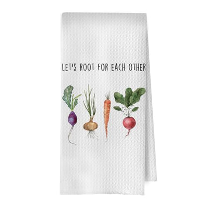 Inspirational Foodie Kitchen Towels - Funny Vegetarian Decorative Waffle Dish Towels, Gardening Gifts Hand Tea Towel, 16x24 Inches - color: Foodie- 01