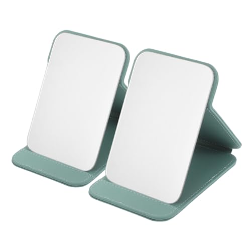 2pcs Portable Makeup Mirrors with Foldable Stand Small Desktop Vanity Mirrors for Travel Dorm Bathroom Countertop Use