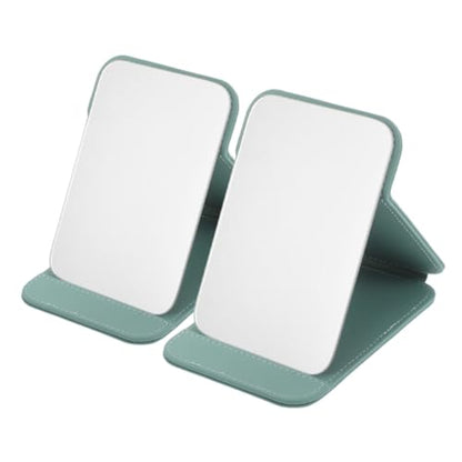 2pcs Portable Makeup Mirrors with Foldable Stand Small Desktop Vanity Mirrors for Travel Dorm Bathroom Countertop Use