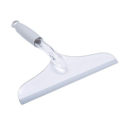 Shower Squeegee for Bathroom Glass Doors and Mirror, 10'' Rubber Window Cleaner Tool, Clear Plastic Water Wiper for Car Windshield Cleaning