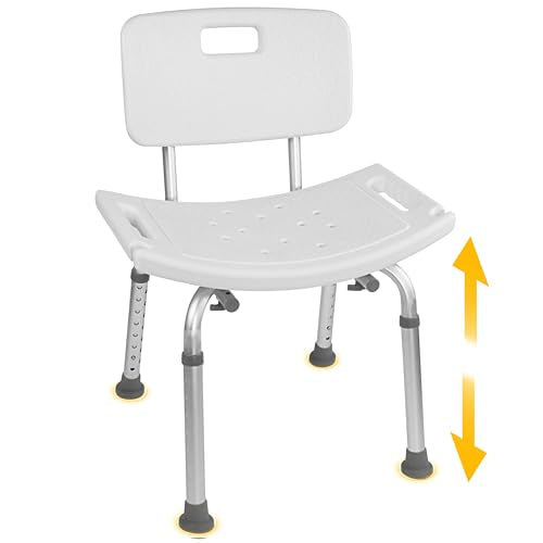FSA/HSA Eligible, Vaunn Tool-Free Assembly Adjustable Shower Chair Spa Bathtub Seat Bench with Removable Back - style: Shower Chair