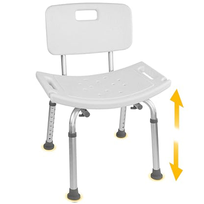 FSA/HSA Eligible, Vaunn Tool-Free Assembly Adjustable Shower Chair Spa Bathtub Seat Bench with Removable Back - style: Shower Chair