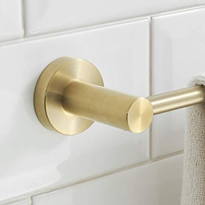 BESy Adjustable Towel Bar Towel Racks for Bathroom Rod Wall Mounted Gold | Adjust 15" to 26" Rustproof, Stainless Steel Towel Holder, Wall Mounted for Bathroom Accessories, Heavy Duty, Space Saving - color: Brushed Gold