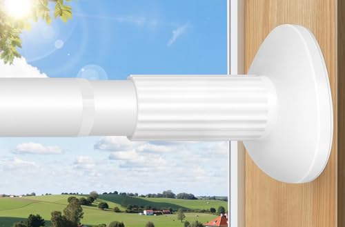 Tension Rod 51-145Inch, Extra Long Curtain Rod No Drilling for Window or Bathroom, Outdoor Curtain Rods for Patio, Easy to Install, Never Rust, Rod Diameter 1.26 Inches-White - color: White, size: 51''-145''