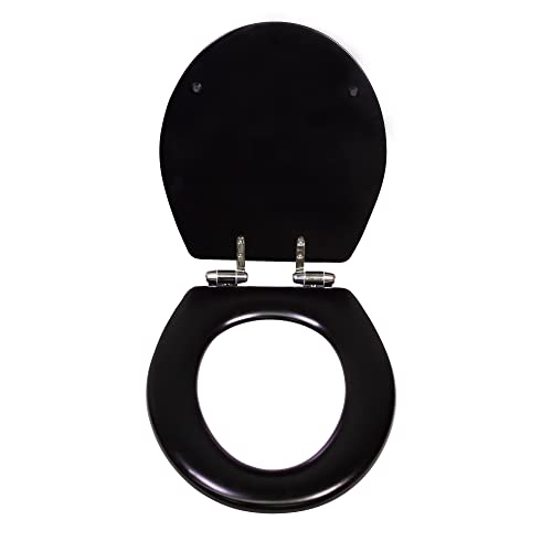 Design House Dalton Round Toilet Seat, Black | Surface, Traditional, Wood, Hardware, 561241-BLK - color: Black