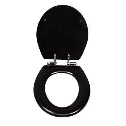 Design House Dalton Round Toilet Seat, Black | Surface, Traditional, Wood, Hardware, 561241-BLK - color: Black