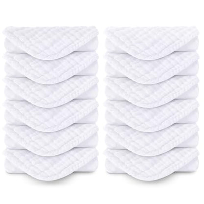 Muslin Baby Washcloths 100% Baby Washcloths Cotton Face Towels 10 Pack Burp Cloths Baby Girl Boy Soft and Absorbent Baby Wipes Burp Rags Bath Essentials - color: White-10pack-binding