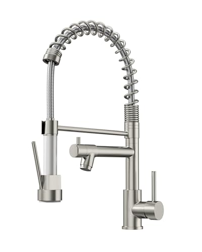 AIMADI Contemporary Kitchen Sink Faucet,Single Handle Stainless Steel Kitchen Faucets with Pull Down Sprayer,Brushed Nickel - color: Brushed Nickel, style: Contemporary