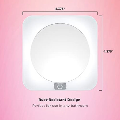 Conair Lighted Makeup Mirror, LED Vanity Mirror, 12X Magnifying Mirror, Compact Travel Mirror with Suction Cup, Battery Operated in White (Pack of 2) - size: 1.5x4.38x6.62 Inch (Pack of 2), style: Suction Cup Mirror