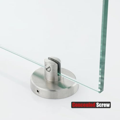 JQK Bathroom Glass Shelf, Tempered Glass Shower Storage 8 by 5 inches, 304 Stainless Steel Brushed Finish Wall Mount, TGS101L8-BN - color: Brushed, size: 8 Inch (1 Pack)