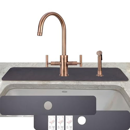 Faucet Mat Kitchen Sink Cuttable : AHA HOMEWARE Kitchen Sink Splash Guard Deck Plate, Customizable Cut Extra Hole for Soap Dispenser, Diatomite Leather Absorbent Fast Drying 2-PACK (Dark Gray) - color: Dark Gray