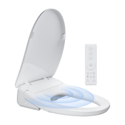 Auto Open Close Bidet Toilet Seat, Elongated with Endless Warm Water, Seat Heating, Night Light, Warm Air Dryer, Advanced Bidet Attachment for Toilets