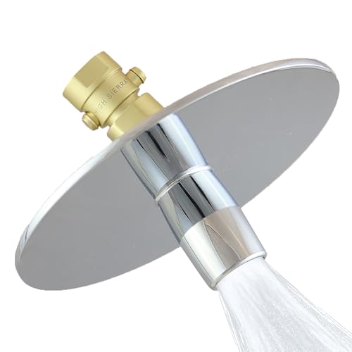 High Sierra® Solid Lead-Free Metal NEW Gen 3 'Reflections with Trickle Valve 1.25 GPM. High Efficiency Ultra Low flow Shower Head & Self-Heating 6” Fogless Mirror In One. Brushed Gold Finish - color: Brushed Gold, size: 1.25 GPM