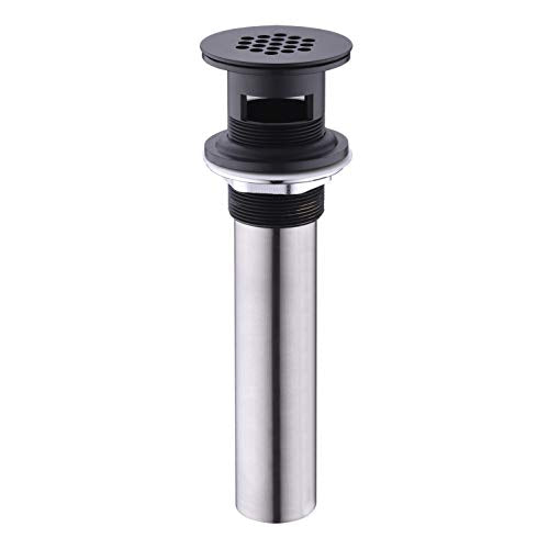 Delle Rosa Matte Black Bathroom Sink Drain Strainer,Grid Drain Strainer Assembly with Overflow for Bathroom Sink, Vessel Sink Drain Made of Brass - color: Matte Black