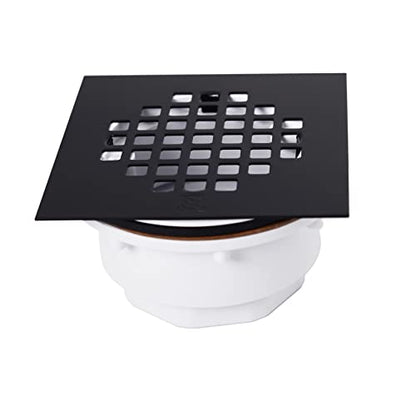 Westbrass D206PS-62 4-1/4" Square Grate Shower Drain Cover with 2" SCH 40 PVC Drain Pipe, Matte Black - color: Matte Black
