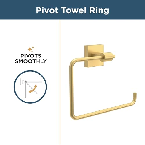 Franklin Brass Maxted (1-Pack) Hand Towel Ring Modern Gold Holder for Wall Mount Square Hanger for Kitchen, Bathroom Accessories MAX46-MG - color: Modern Gold
