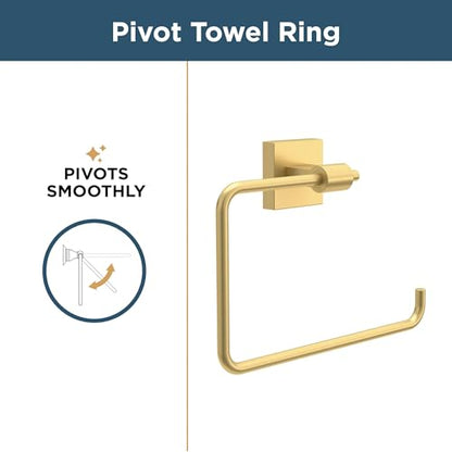 Franklin Brass Maxted (1-Pack) Hand Towel Ring Modern Gold Holder for Wall Mount Square Hanger for Kitchen, Bathroom Accessories MAX46-MG - color: Modern Gold