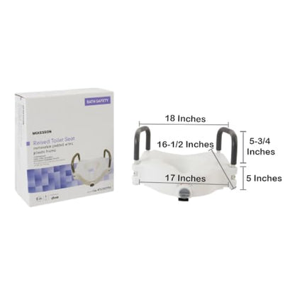 McKesson Raised Toilet Seat with Removable Padded Arms, White, 5 in, 1 ct | Lightweight, Fits Most Standard Toilets