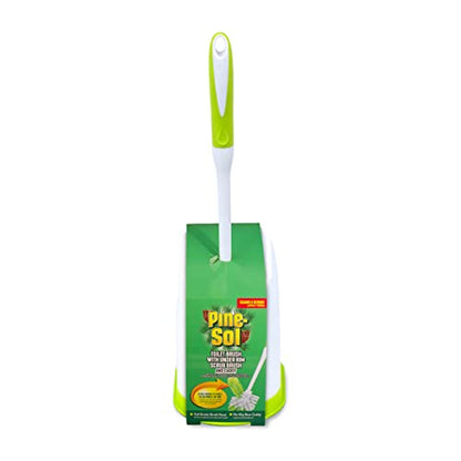 Pine-Sol Toilet Bowl Cleaner Brush with Holder | Heavy Duty Cleaning Wand with Under The Rim Scrubber, Non-Slip Handle, Storage Caddy | Bathroom Supplies, Yellow, Green - size: (Pack of 1)