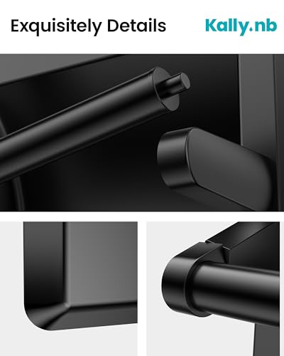 Recessed Toilet Paper Holder Matte Black, in-Wall, 304 Stainless Steel | Inset Toilet Paper Holder, Spring-Free Pivoting Arm, Space-Saving Flush Mount, Fits Rolls up to 6 in - color: Matte Black