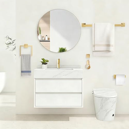 TURS 5-Piece Bathroom Hardware Set Brushed Gold Towel Bar Set Bath Towel Holder Sets SUS 304 Stainless Steel Wall Mounted Towel Rack Sets for Bathroom. - color: Brushed Gold, size: Set D