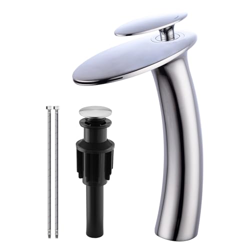 Chrome Waterfall Bathroom Faucet Tall Body and Pop Up Drain Assembly - color: Chrome, size: Tall Body