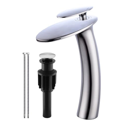 Chrome Waterfall Bathroom Faucet Tall Body and Pop Up Drain Assembly - color: Chrome, size: Tall Body