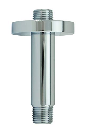 Shower Arm and O-Ring Flange, 3 inch, Solid Brass, Round, Both Soldered 1/2 NPT Tapered Threads, Straight Shower Arm Extension, Ceiling Shower Head Arm for Rainfall Shower (Polished Chrome) - color: Polished Chrome