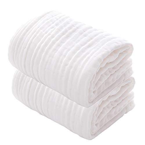 Baby Bath Towels, Super Soft Cotton Receiving Blanket for Baby's Delicate Skin,2Pack Swaddle Blanket for Newborns Toddlers Boy Girl,Baby Registry as Shower (White+White) - color: White+white