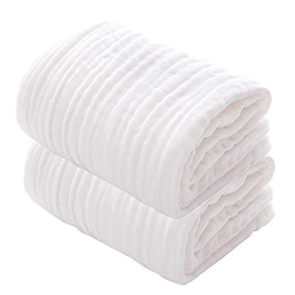 Baby Bath Towels, Super Soft Cotton Receiving Blanket for Baby's Delicate Skin,2Pack Swaddle Blanket for Newborns Toddlers Boy Girl,Baby Registry as Shower (White+White) - color: White+white