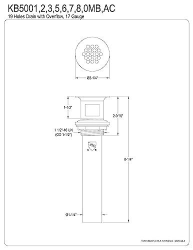 Kingston KB500AC Grid Drain with Overflow, Antique Copper - color: Antique Copper
