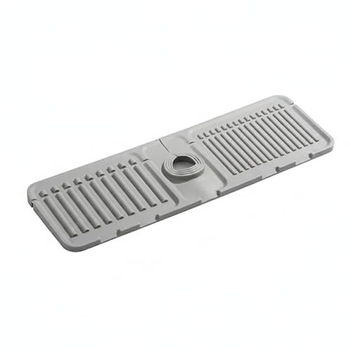 Silicone Faucet Splash Guard Mat，13 x 3.35 Inches | Flexible Design ，Slot Design ，Multi-Scene Use ，Neat Countertop Helper - color: Gray
