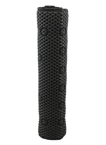 Bathub and Shower Soft Waffle Cushioned Texture Spa Bathroom Shower and Bath Mat Non Slip 27.5" x 16" with Suction Cups and Drain Holes (Black) - color: Black