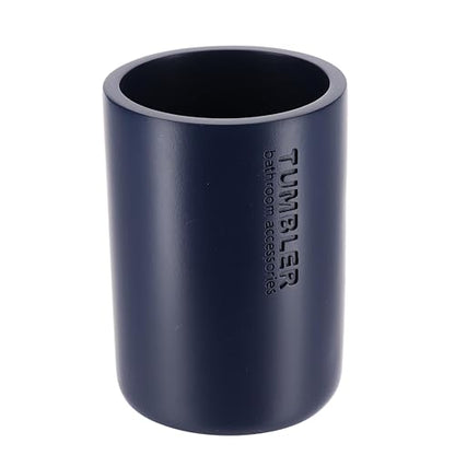 Bathroom Cup, Toothbrush & Toothpaste Holder, Resin, Matte Navy Blue | Compact, Vanity Organizer for Toothbrushes, Razors & Makeup Brushes, Easy to Clean Surface, Durable Construction - color: Navy Blue
