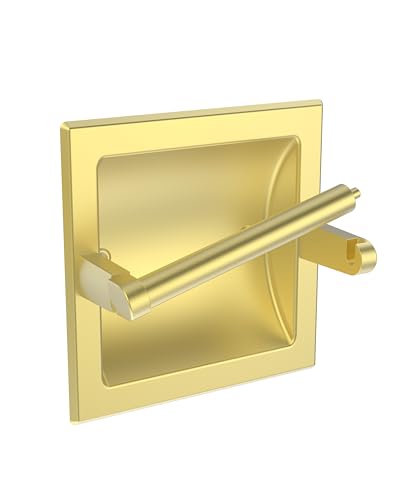 Brushed Gold Recessed Toilet Paper Holder,Pivoting Toilet Tissue Holder,Made of SUS304 Stainless Steel, in Wall Toilet Paper Holder with Bracket - color: Brushed Gold