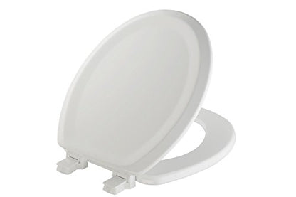 Mayfair Sculptured Traditional Toilet Seat, Easy Clean Hinges with Durable Wood Seat, Made in USA, Round, White - color: White, size: Round, style: Classic