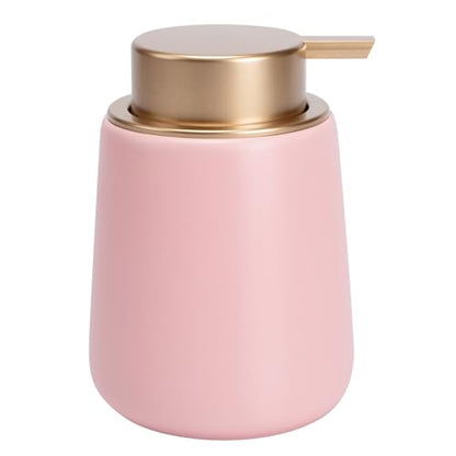 Soap Dispenser Ceramic with Easy-to-Press Pump Hand Lotion Liquid Dispenser for Shampoo Bathroom Kitchen 12 oz - color: Liquid-pinkmattlegold