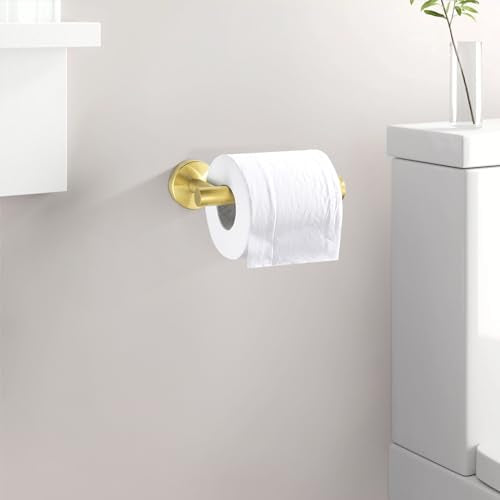 Leyden Toilet Paper Holder Towel Ring Brushed Gold Bathroom Hardware Hand Towel Holder Bathroom Accessories Set Wall Mount Stainless Steel 2 Pieces - color: Gold Round Bottom