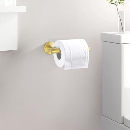 Leyden Toilet Paper Holder Towel Ring Brushed Gold Bathroom Hardware Hand Towel Holder Bathroom Accessories Set Wall Mount Stainless Steel 2 Pieces - color: Gold Round Bottom