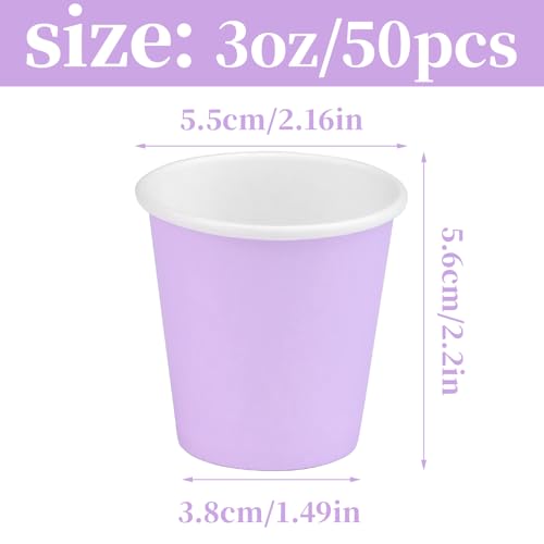 3 oz Disposable Paper Cups, 50 Pack Bathroom Cups Mouthwash Cups | Small Paper Cups, Mouthwash Cups Espresso Cup for Party, Bathroom and Office Campers (Purple) - color: Purple, size: 50 Count