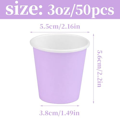 3 oz Disposable Paper Cups, 50 Pack Bathroom Cups Mouthwash Cups | Small Paper Cups, Mouthwash Cups Espresso Cup for Party, Bathroom and Office Campers (Purple) - color: Purple, size: 50 Count