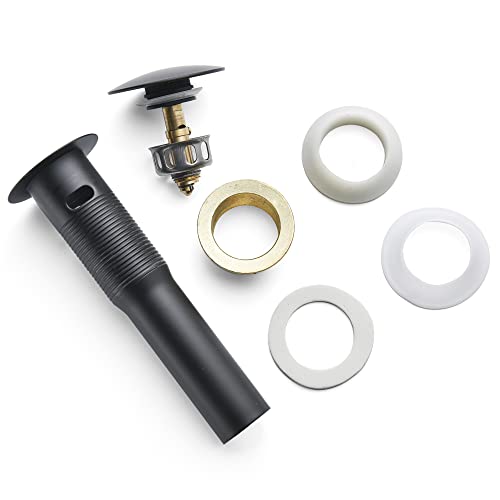 Rockgoya Bathroom Sink Drain,Drain Stopper Bathroom Sink with Overflow,Pop Up Drain Assembly with Detachable Strainer Basket,Built-in Anti-Clogging Strainer,Stainless Steel Mattle Black - color: Mattle Black, style: With Overflow