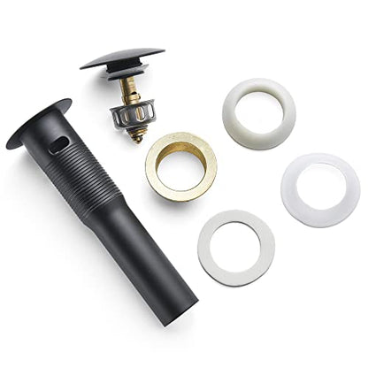 Rockgoya Bathroom Sink Drain,2 Pack Drain Stopper Bathroom Sink with Overflow,Pop Up Drain Assembly with Detachable Strainer Basket,Built-in Anti-Clogging Strainer,Stainless Steel Mattle Black - color: Mattle Black-2 Pack, style: With Overflow